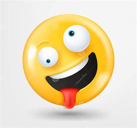 Goofy Face Emoticon 3d Vector Emoji Isolated On White Background Stock