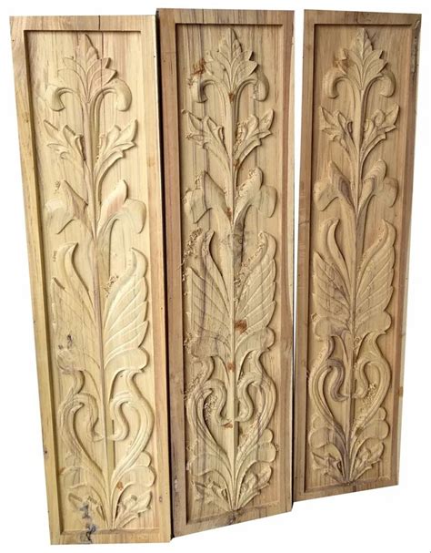 Brown Standard Interior Carved Teak Wood Panel Door For Apartment