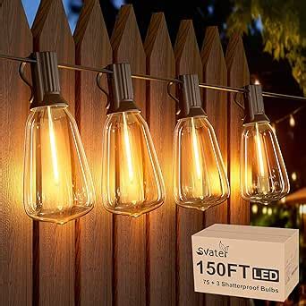 Svater Outdoor String Lights Ft St Patio Lights With Pcs