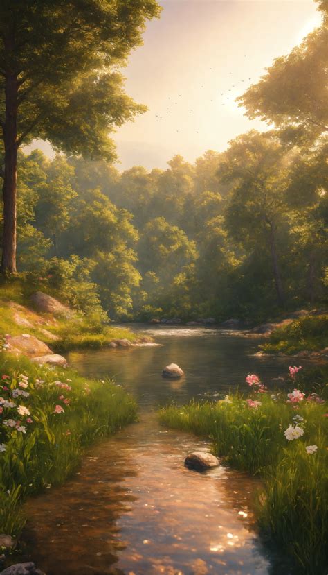 Lexica Illustrate A Serene Peaceful Nature Scene In Summer This