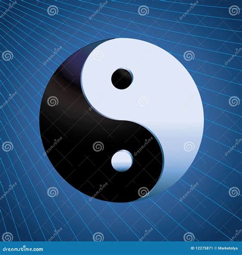 Ying Yang Symbol On Blue Background Stock Vector Illustration Of