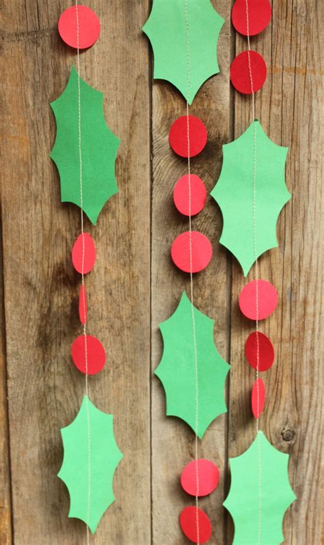 Holly Garland Paper Garland Christmas Decoration Christmas - Etsy Canada