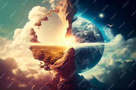 Premium Photo Creation Of Heaven And Earth Generative Ai