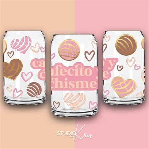 Conchas Cafecito Y Chisme Libbey Can Glass Wrap Svg Conchas Etsy