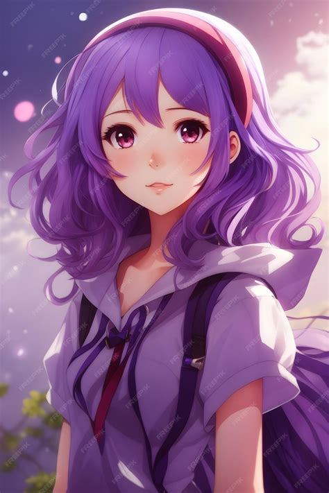 Premium Ai Image Purple Anime Girl Purple Hair Anime Girl Anime Wallpaper Anime Girl Ai Generative