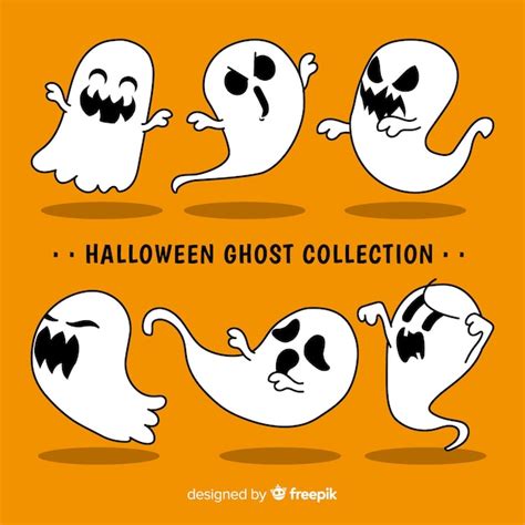 Free Vector Lovely Hand Drawn Halloween Ghost Collection