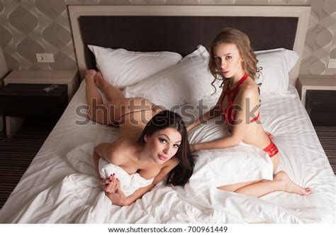 Two Beautiful Sexy Lesbian Women Bed Stock Photo Shutterstock