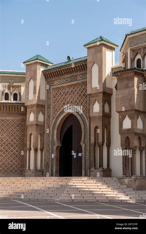 Richly Ornated Mohammed V Mosque In Downtown Agadir Morocco Stock Photo