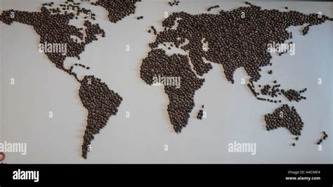 Worldmap Made Of Coffee Beans Stock Photo Alamy