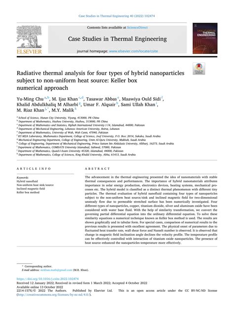 Pdf Radiative Thermal Analysis For Four Types Of Hybrid Nanoparticles