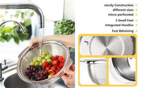 Amazon Pojory Stainless Steel Colander Set Of Easy Grip