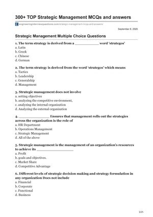 Strategic Management Mcq Strategic Management Mcq Multiple Choice