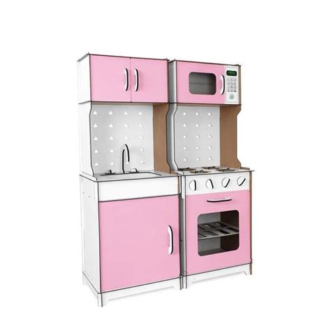 Kit Mini Cozinha Infantil Modulada Completa Rosa Eita Casa Perfeita