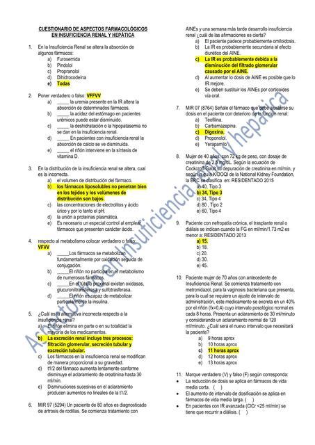 Aspectos Farmacol Gicos En Insuficiencia Renal Y Hep Tica Cinthya