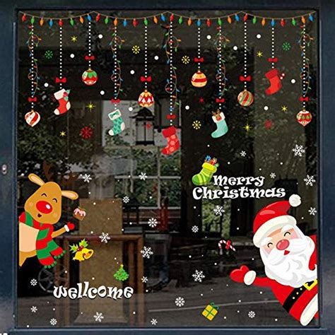 Wall Décor Snowman Stickers Shop Window Stickers Reindeer Decal Christmas Window Decal Winter