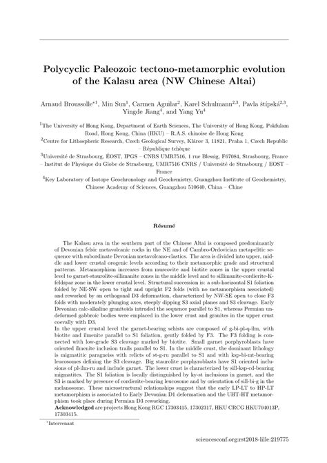 Pdf Polycyclic Paleozoic Tectono Metamorphic Evolution Of The Kalasu