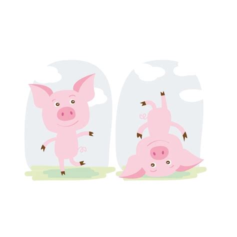 Cute Cochons De Dessins Anim S Illustration Vectorielle Dans Le Style