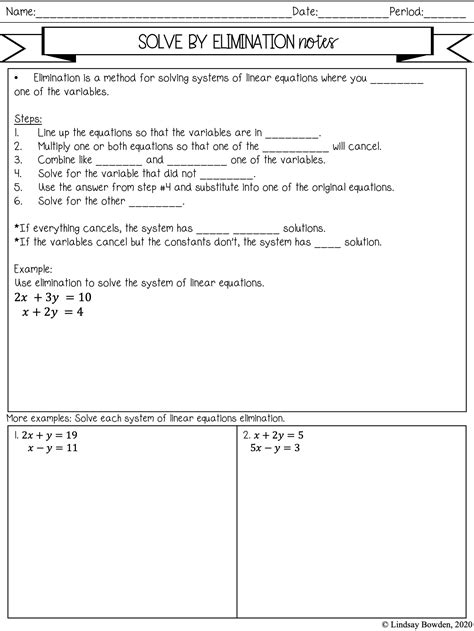 Linear Systems Worksheet With Answers