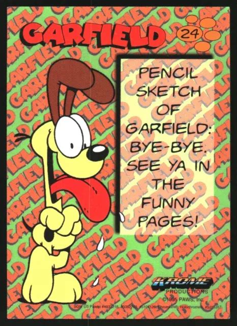 1995 GARFIELD HOLOCHROME 24 Croquis Au Crayon De Garfield Au Revoir