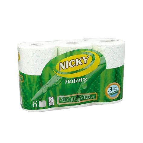 Pack 7 Uds Nicky Nature Papel Higiénico Con Aloe Vera 3 Capas 6