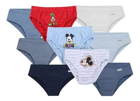 Kit 9 Cueca Infantil Lupo Kit Cueca Slip Infantil Mista