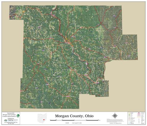 Morgan County Ohio 2022 Aerial Wall Map | Mapping Solutions