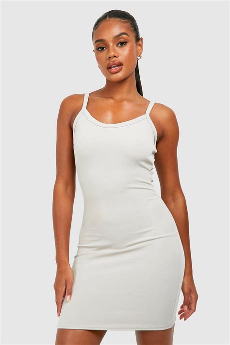 Womens Strappy Rib Mini Dress Boohoo Uk