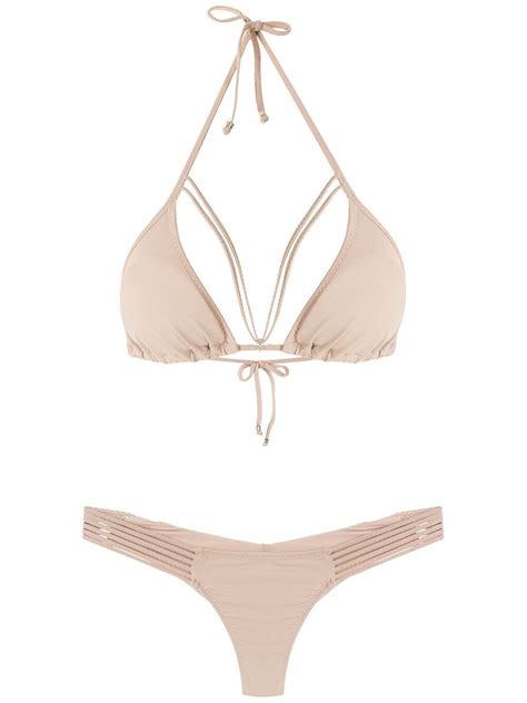 Amir Slama Straps Triangle Bikini Set Neutrals Editorialist