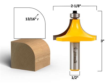 13 16 Radius Round Over Edge Forming Router Bit 1 2 Shank Yonico