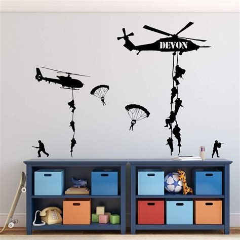 Army Wall Decals Soldiers Parachuting From Helicopters - Etsy