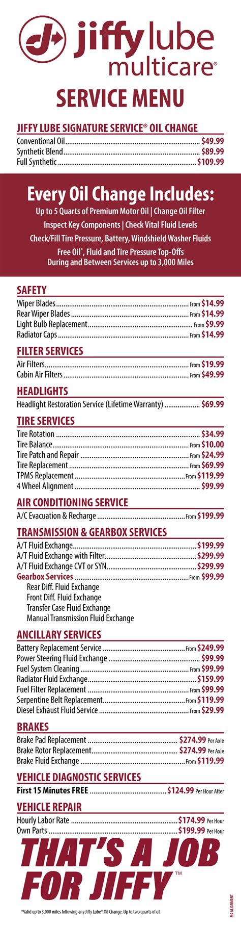 Oil Change Price and available service information - Jiffy Lube