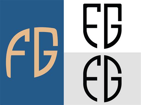 creative initial letters fg logo designs bundle  vector art