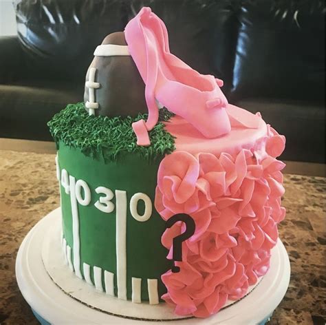 Touchdown Or Tutus Gender Reveal Cake I Made Edible Tutus Gender