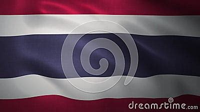 Waving Flag Of Thailand Realistic Close Up Slow Motion 3D Animation