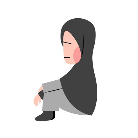 Hijab Girl Feeling Sad Illustration 34719150 Vector Art at Vecteezy