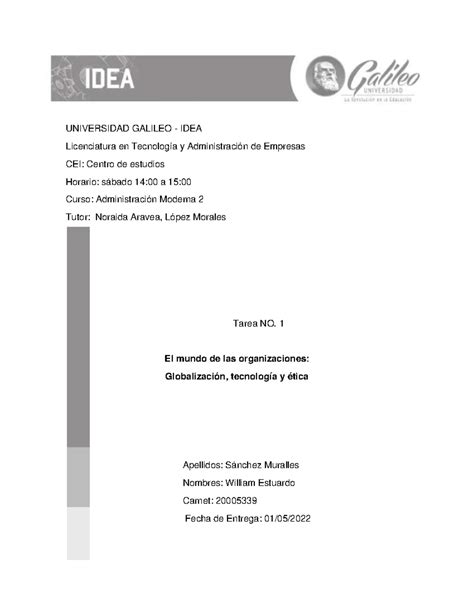 Tarea Administracion Moderna Administracion Universidad