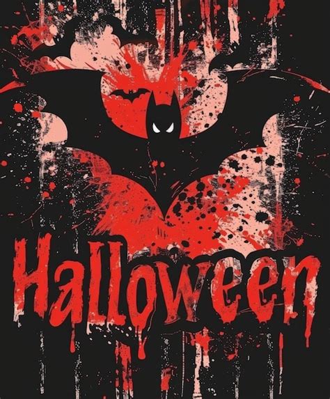 Halloween Bat Silhouette With Blood Splatter Premium Ai Generated Image