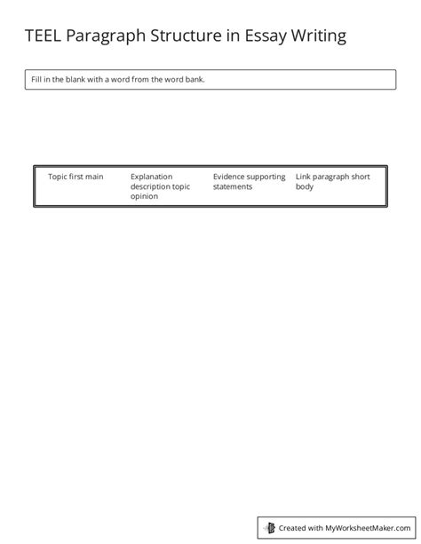 TEEL Paragraph Structure in Essay Writing - My Worksheet Maker: Create ...