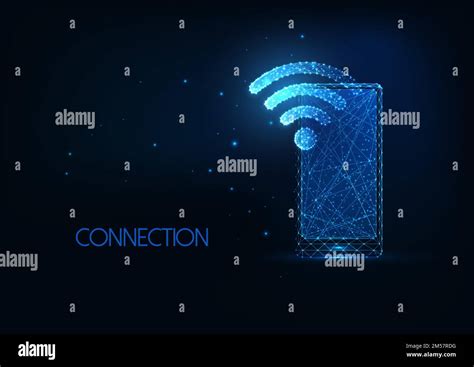 Futuristic Wifi Network Concept With Glowing Low Polygona Smartphone