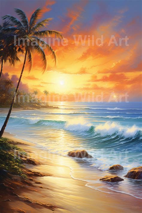 Beach Sunset Wall Art, Canvas Gallery Wraps, Wall Art Prints, Modern ...