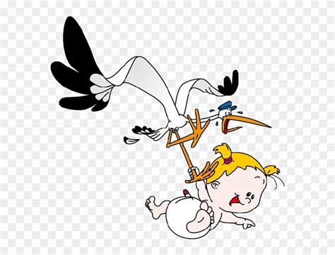 Stork Carrying Baby Girl Clip Art 1358901 - Stork And Baby Funny - Free ...