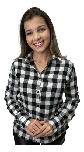 Camisa Social Feminina Xadrez Manga Longa Flanela Frete grátis