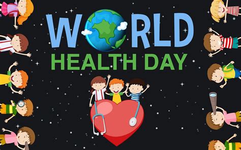 World Health Day With Kids Waving 1142214 Vector Art At Vecteezy