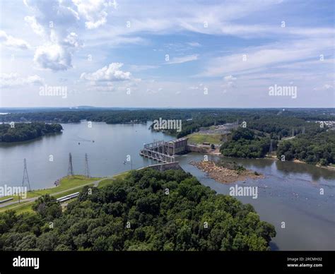 Lake Wylie And Catawba River From Overhead With Recreational Boating