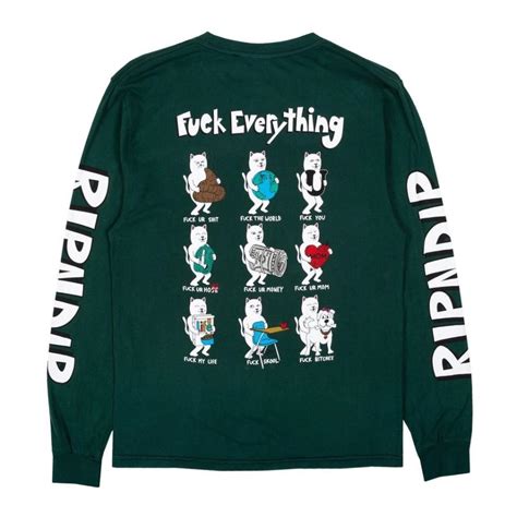 リップンディップ RIPNDIP FUCK EVERYTHING L S T ネコ 猫 ハンターグリーン HUNTER GREEN ロンT