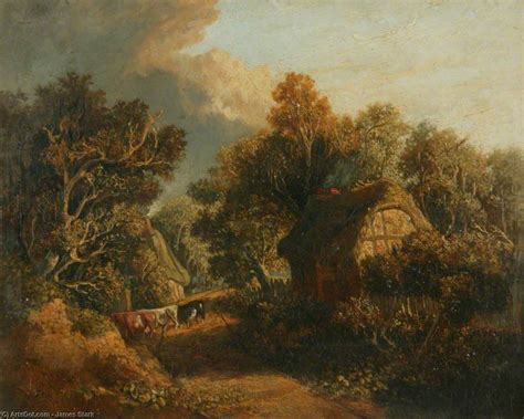 Oil Painting Replica Landscape With A Path Between Cottages By James