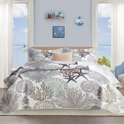 Amazon Tritard 3 Piece Coastal Quilt Sets Twin Size Reversible