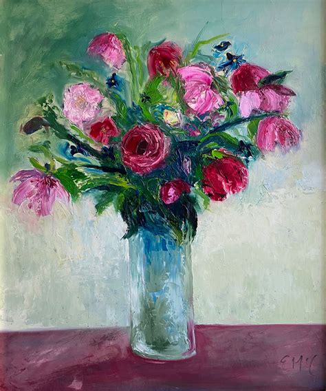 Original Floral Oil Painting For You A Dozen Roses