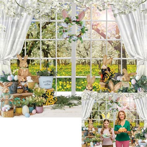 Amazon Easter Backdrop X Ft Spring Garden Window Green Grass