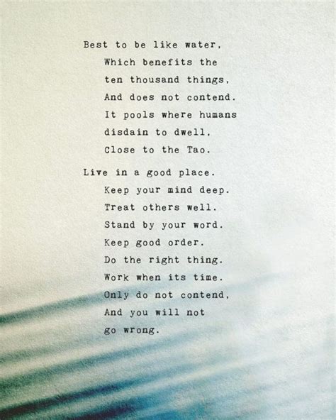 Tao Te Ching Quote Lao Tzu Poetry Poster Water Art Etsy Tao Te